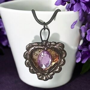 5 For $25💫Alternative 3-D Jeweled Heart Pendant Necklace